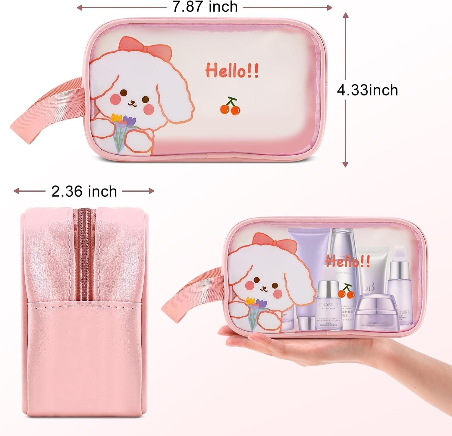 Boobeen Bolsa de Cosméticos Impermeable, Bolsa de Maquillaje de Viaje con Cremallera Transparente, Organizador de Cosméticos Multiusos para Viaje, Bolsas de Maquillaje Bolsas de Artículos de Baño - Imagen 4