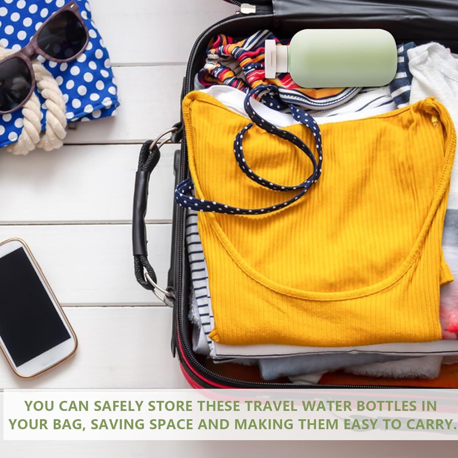 Boutihao Paquete de 4 Botellas de Loción de Viaje Rellenables, Botellas para Apretar con Tapa Abatible, Envase de Viaje para Líquidos, para Champú, Cremas, Loción, Acondicionador (200 ml, Verde) - Imagen 5