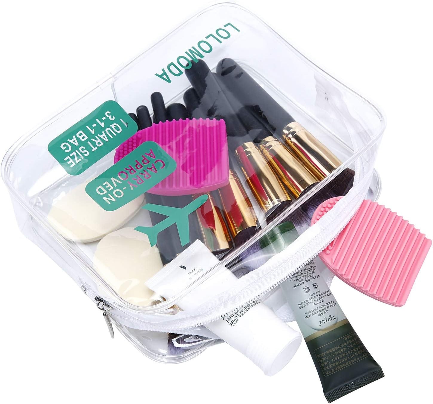 Kit de Aseo Transparente de 2 Piezas, Kit de Viaje para el avión, Conjunto de Viaje en Equipaje de Mano, Bolsa de cosméticos para Hombres y Mujeres TSA Bolsa de Transporte Conforme a la Norma - Imagen 6