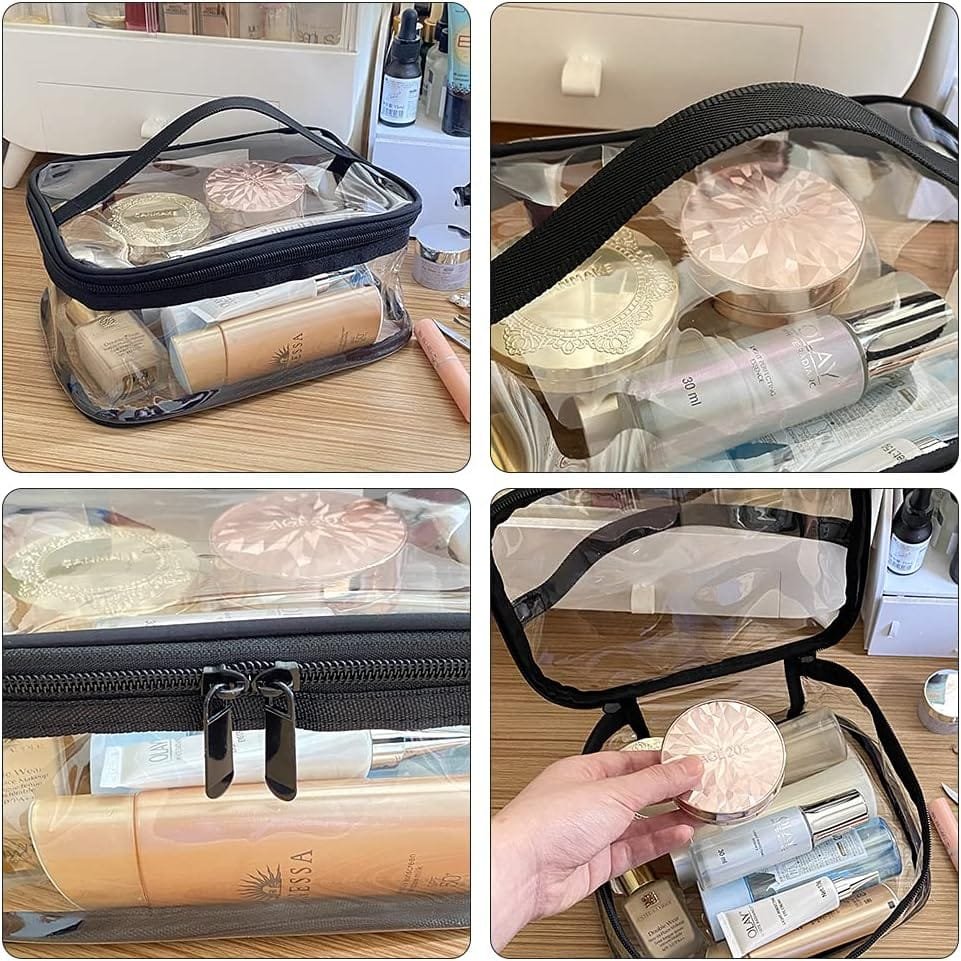 2 Piezas Neceser Transparente PVC Bolsa de Cosméticos Impermeable con Cremallera Bolsa de Lavado Impermeable para Viaje Bolsa de Aseo Portátil para Almacenamiento Neceseres - Imagen 3
