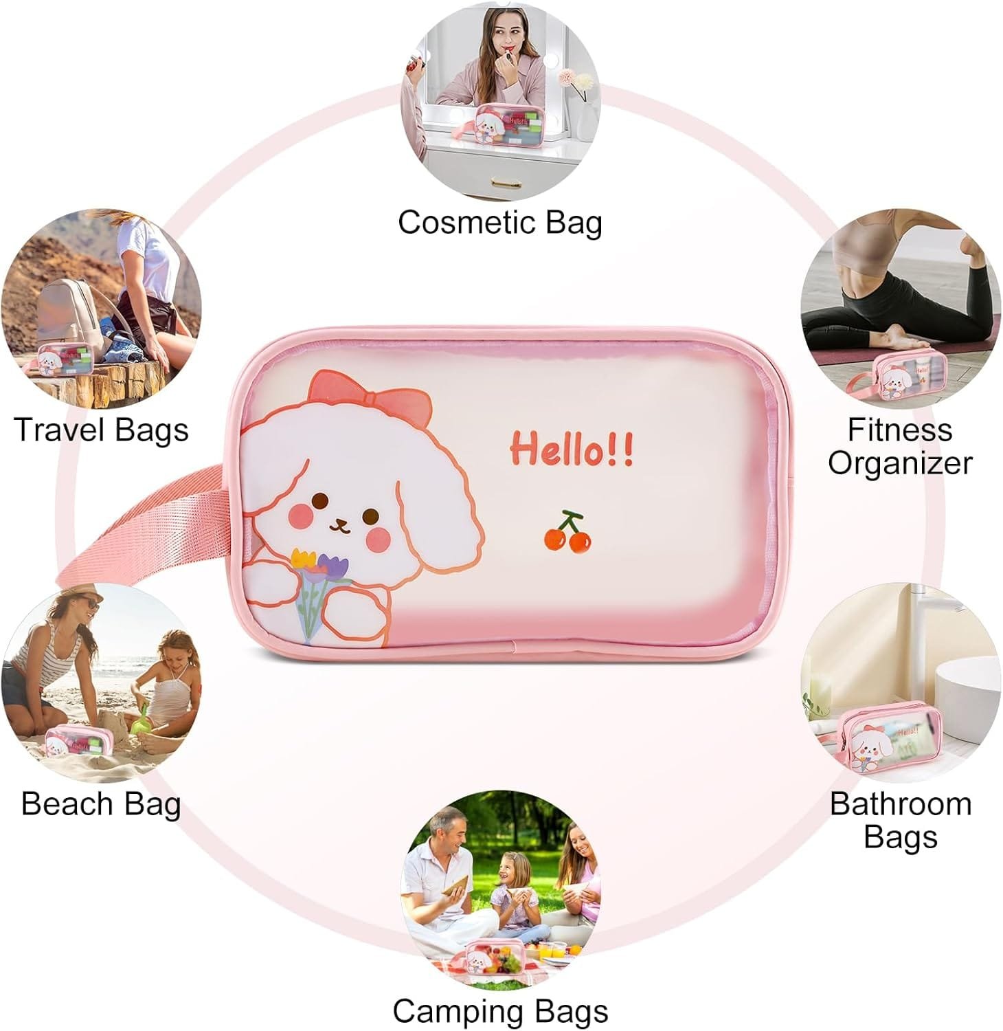 Boobeen Bolsa de Cosméticos Impermeable, Bolsa de Maquillaje de Viaje con Cremallera Transparente, Organizador de Cosméticos Multiusos para Viaje, Bolsas de Maquillaje Bolsas de Artículos de Baño - Imagen 6