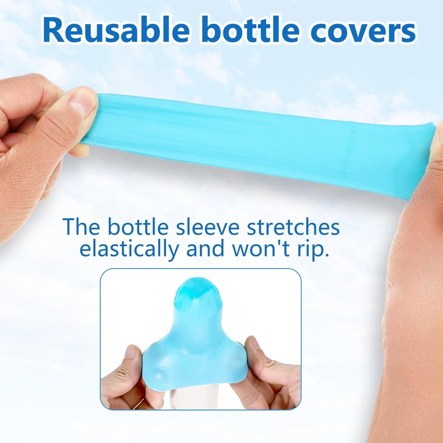 GEEHUA 12 fundas elásticas de silicona para botellas de viaje, a prueba de fugas, cierres de fugas, accesorios esenciales de viaje para artículos de tocador de tamaño de viaje, champú, acondicionador, - Imagen 3