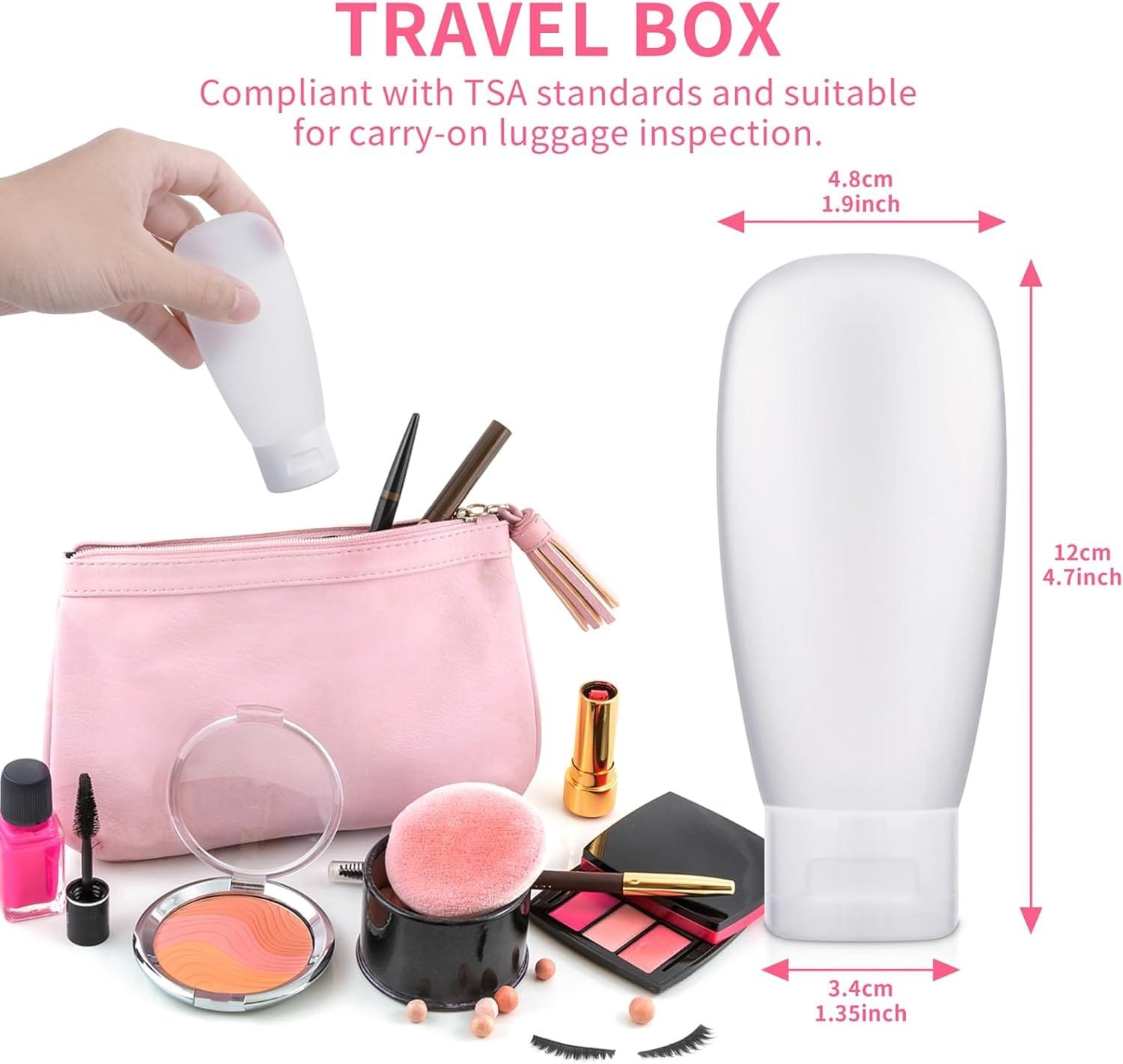 Thinp 4 Pcs Botellas de Viaje Botellas para Rellenar Artículos de Baño Set de Botellas Cosméticas Pequeñas Botellas de Plástico Contenedor de Viaje, para Champú Gel de Ducha Loción Gadgets - Imagen 2