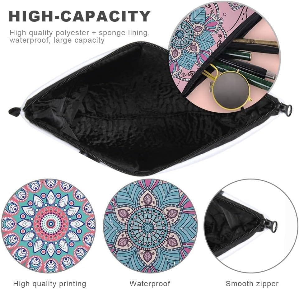 4 Piezas Neceser Maquillaje Pequeño Pequeña Práctico Estampado Cosméticos Bolsa de Aseo Bolsas de Maquillaje de Lona con Cremallera para Escuela de Manualidades de Viaje DIY - Imagen 3