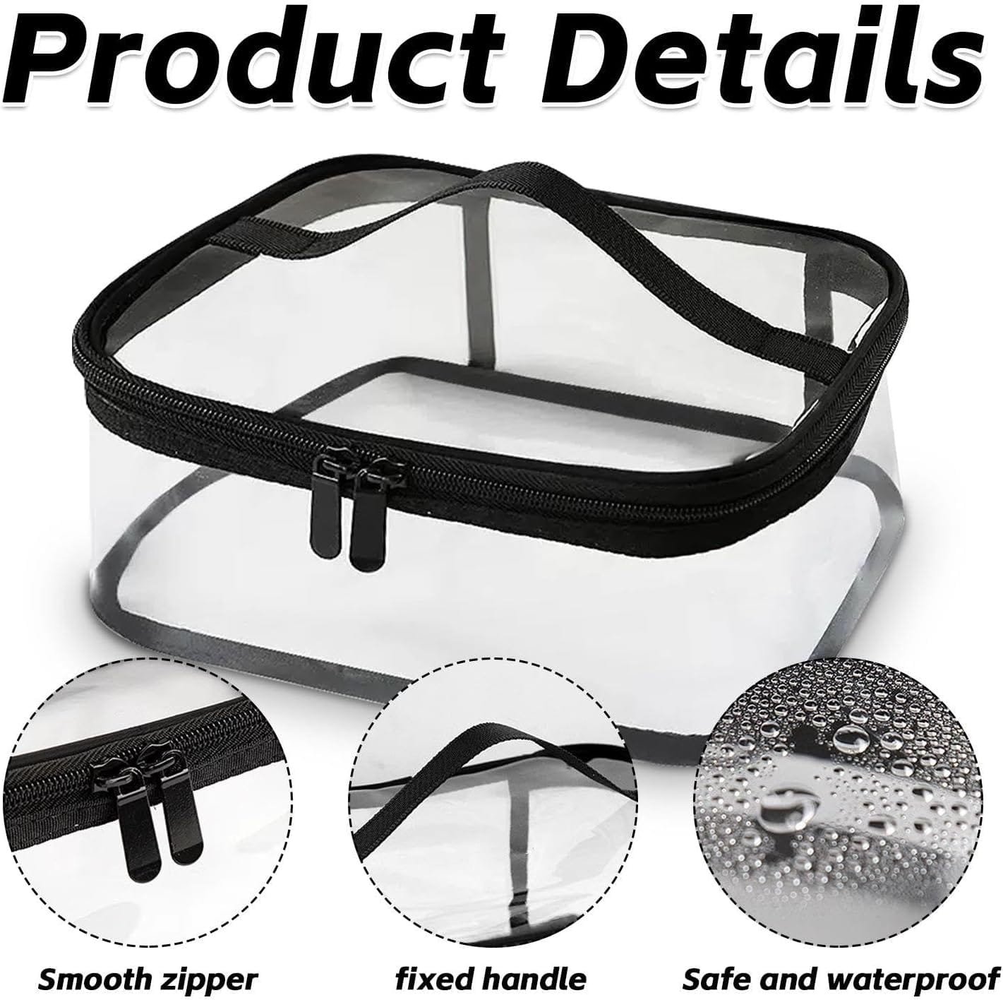 1 bolsa de aseo de viaje transparente, 1 bolsa de almacenamiento esmerilada, bolsa de cosméticos transparente, bolsa de cosméticos de viaje, bolsa de almacenamiento de artículos, Bolsa transparente - Imagen 3