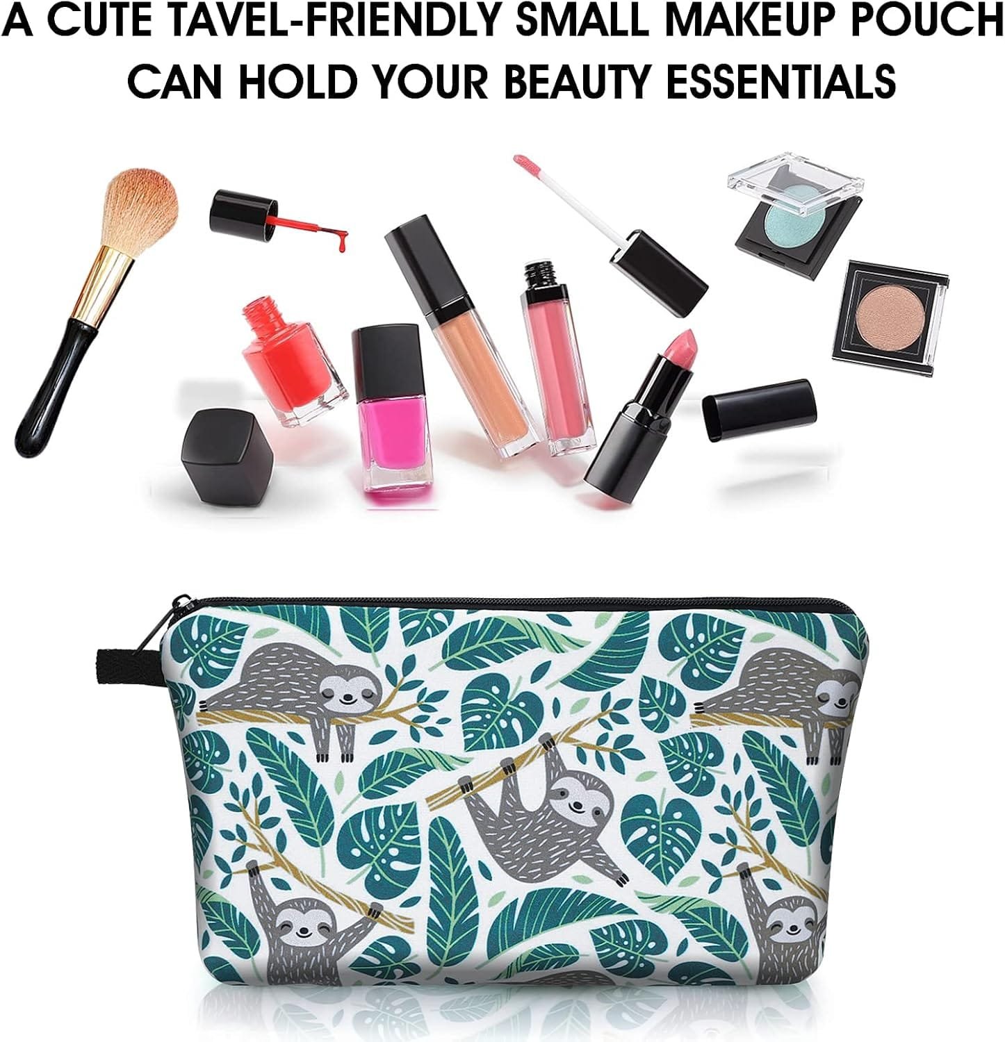 Sibba Bolsa Cosméticos de Lona Bolsa Pequeña con Cremallera Organizador ArtíCulos Tocador Maquillaje Accesorios Viaje para Adolescentes Niñas Perezoso Verde Organizador Bolsas - Imagen 5