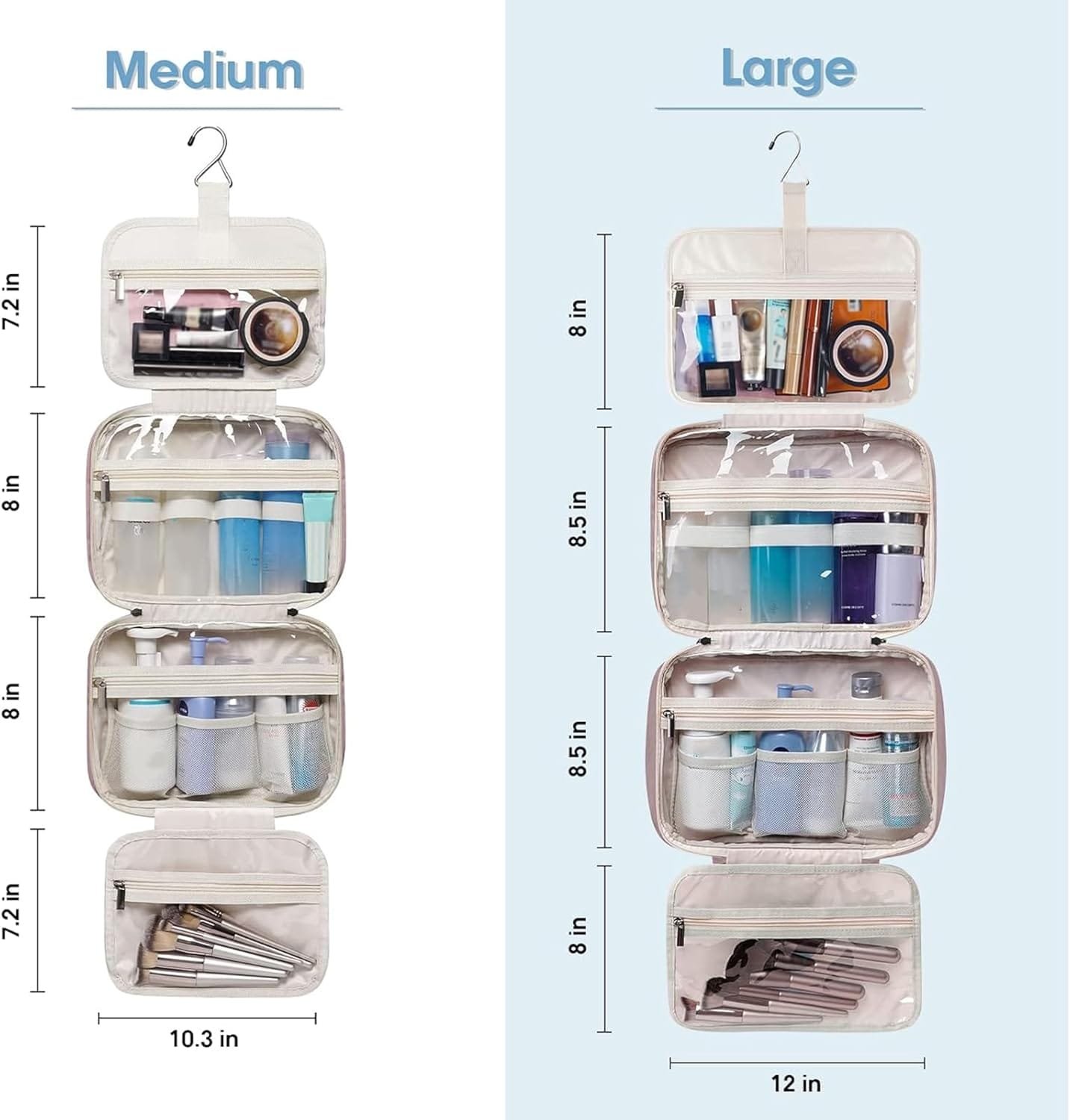 Narwey Bolsa de Aseo Bolsa de Maquillaje de Viaje Organizador de Cosmético Neceser Maquillaje para Mujeres y Niñas - Imagen 6
