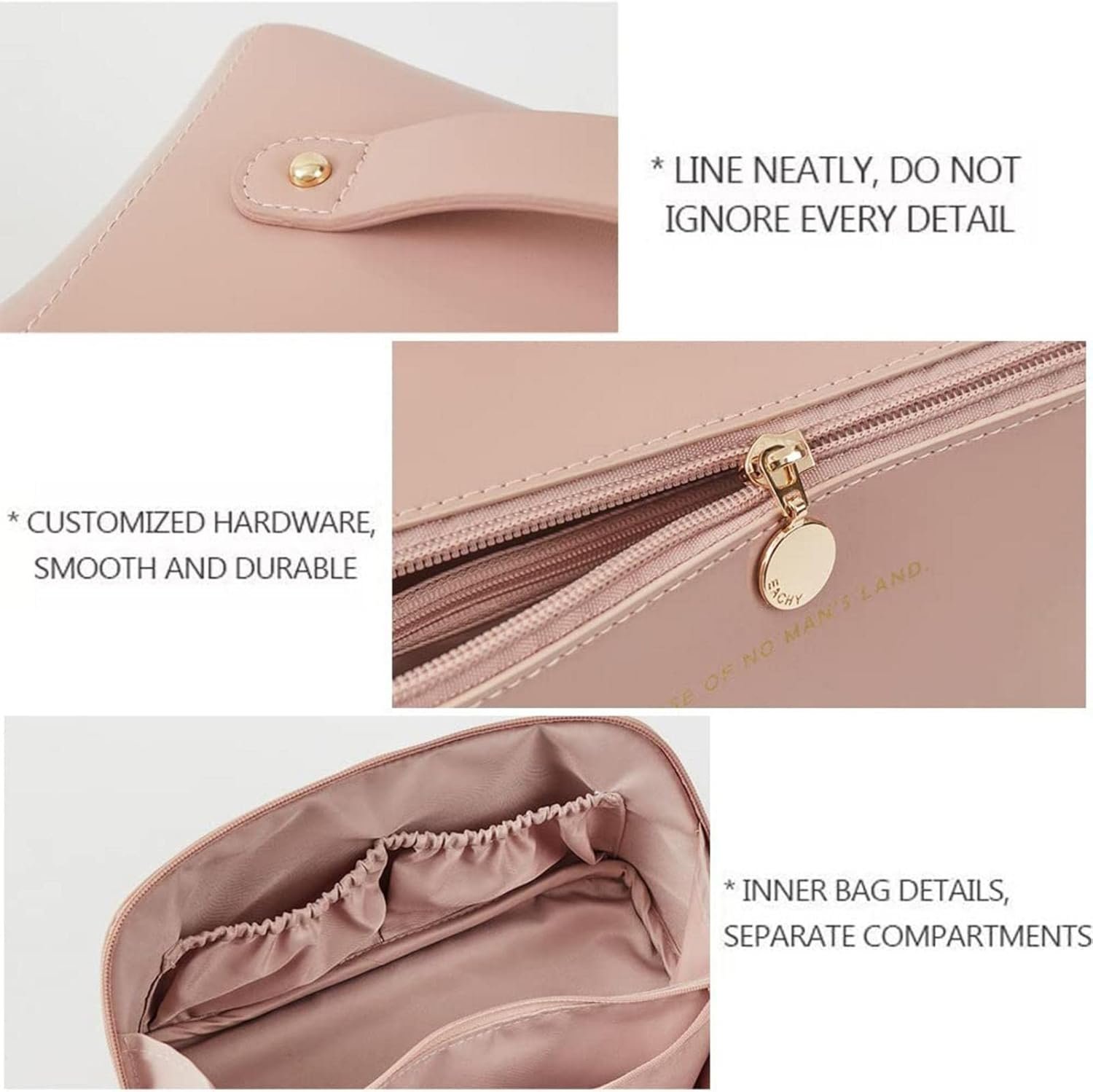 Ocobetom Bolsa cosmética de Viaje de Gran Capacidad, Bolsa portátil de Maquillaje de Viaje, Bolsa de Aseo de Cuero para artículos de tocador cosméticos de Cuidado de la Piel - Imagen 6