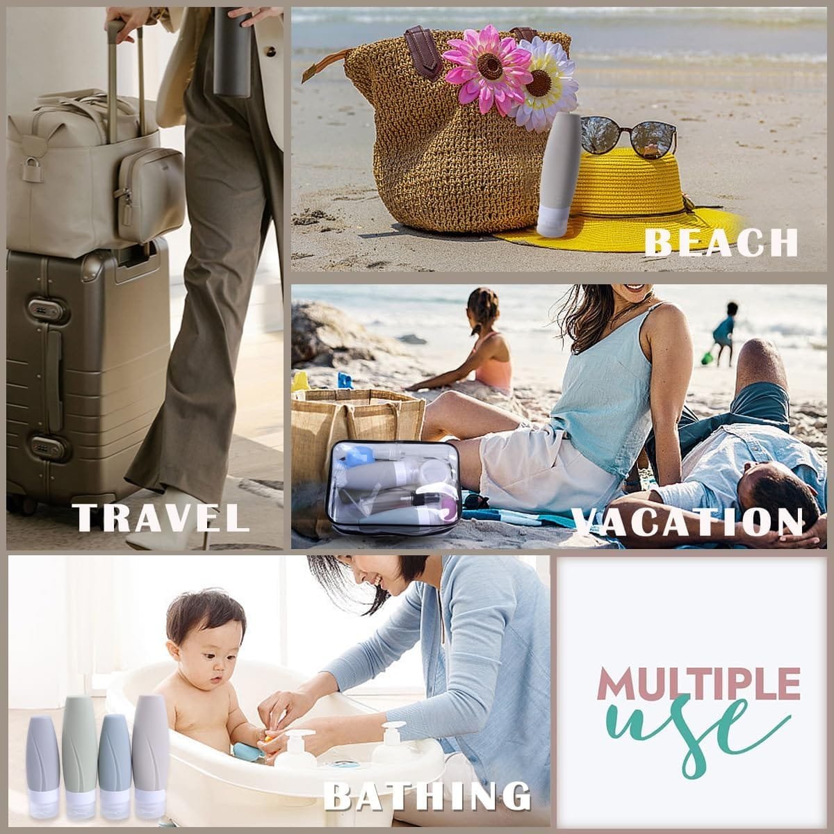 CENRONG 19 Piezas Juego de Botellas de Viaje de Silicona, Rellenables Prueba de Fugas Contenedores de Viaje, Contenedores Portátiles para Cosméticos Artículos de Aseo - Imagen 6