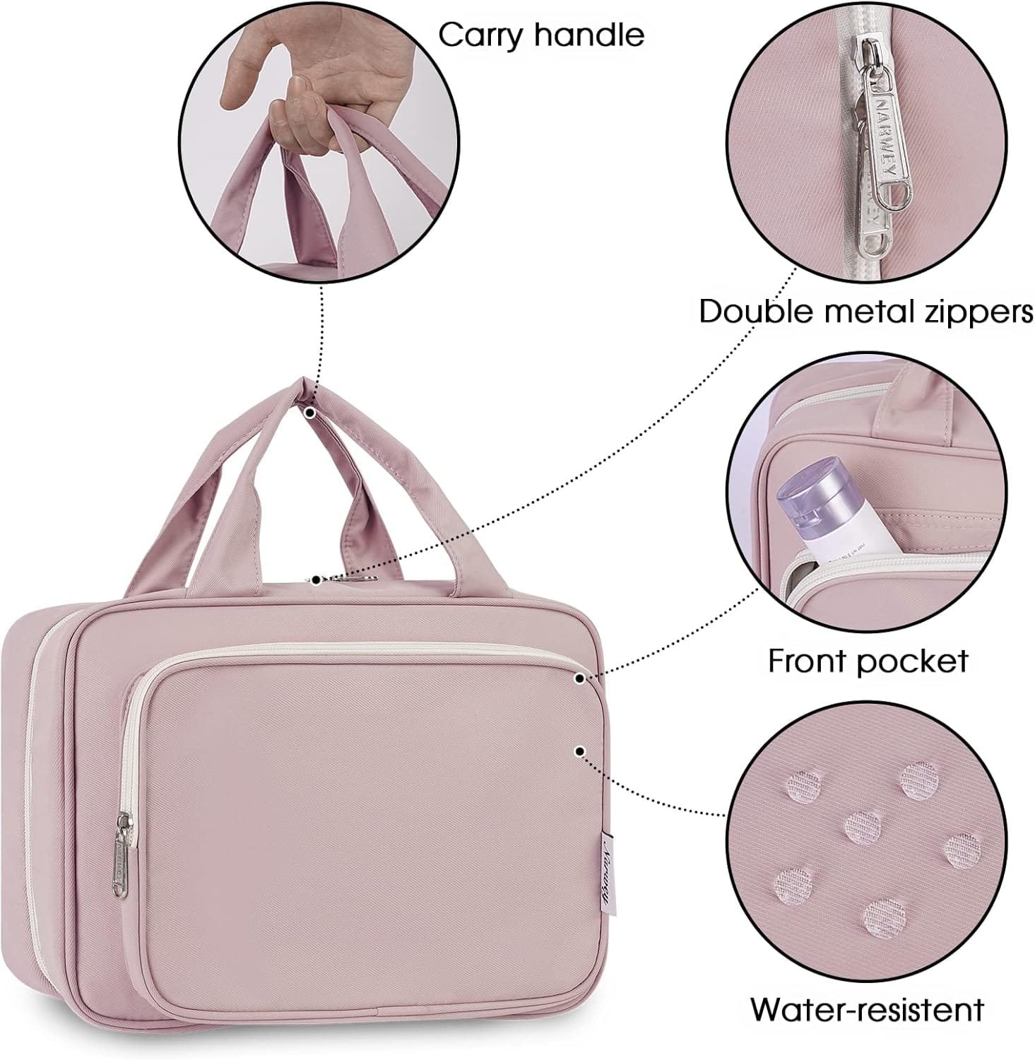 Narwey Bolsa de Aseo Bolsa de Maquillaje de Viaje Organizador de Cosmético Neceser Maquillaje para Mujeres y Niñas - Imagen 4