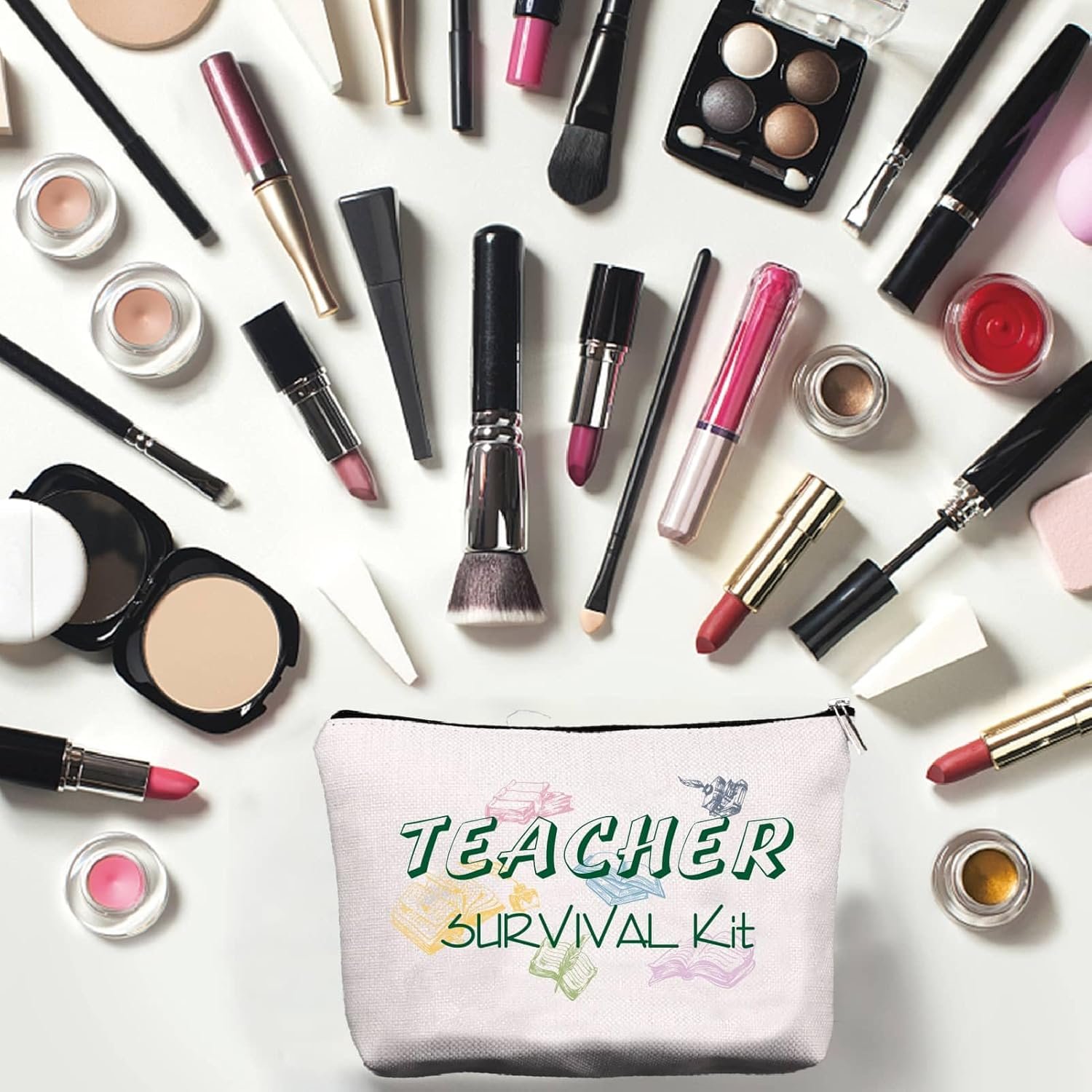 CREATCABIN Bolsas Maquillaje Softbol Bolsa Cosméticos Lona Estuche Multiusos con Cremallera Neceser Viaje Bolsas para Amantes del Softbol Jugadores Fanáticos Amigas Regalos del Equipo 25x18cm - Imagen 6