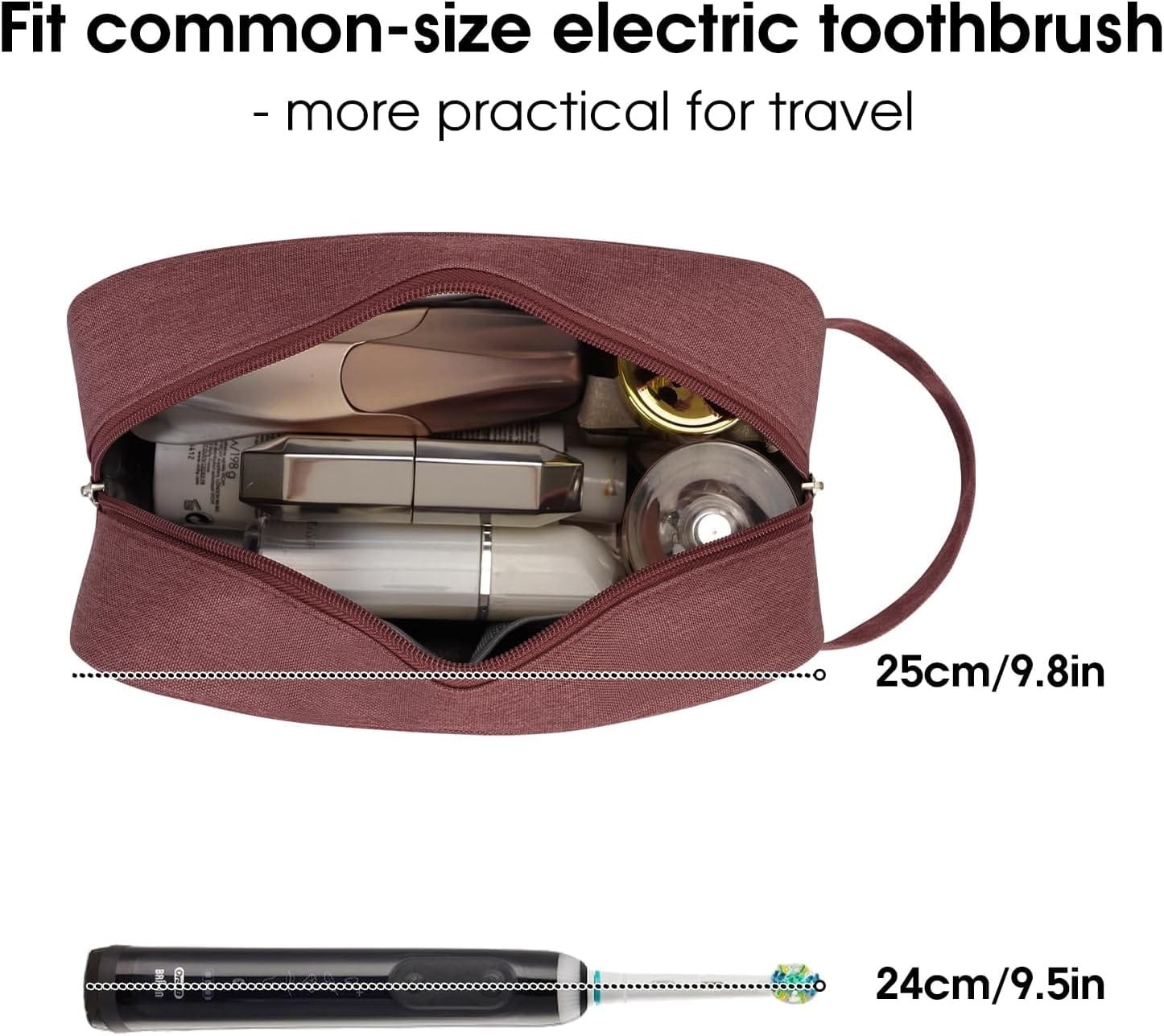 Narwey Bolsa de Aseo Neceser Viaje Mujer Kit de Viaje Bolsa de Maquillaje Organizador para Artículos de Tocador Accesorios Cosméticos(Rojo Granate) - Imagen 2