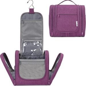 Narwey Neceser de Viaje para Hombres y Mujeres, Kit de Viaje Dopp, Bolsa de Afeitar para Accesorios de artículos de tocador (Morado)