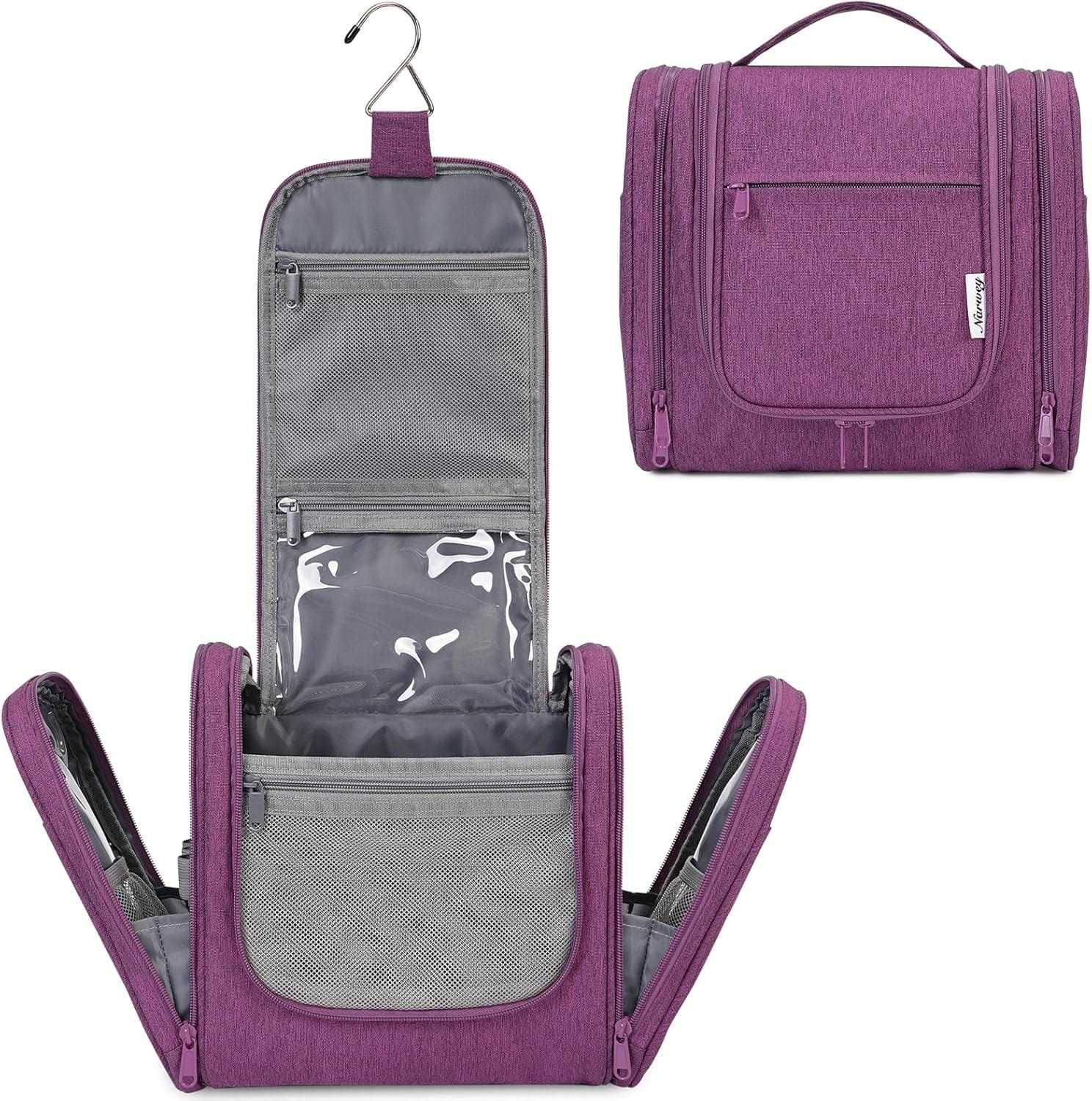 Narwey Neceser de Viaje para Hombres y Mujeres, Kit de Viaje Dopp, Bolsa de Afeitar para Accesorios de artículos de tocador (Morado)