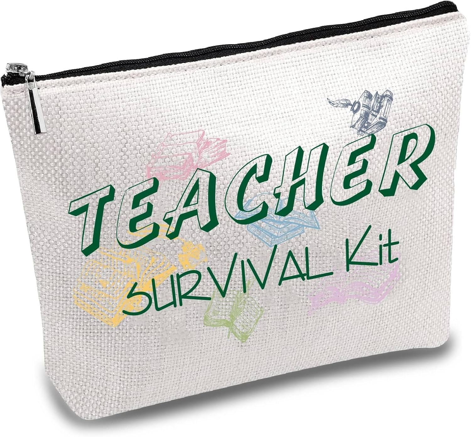 CREATCABIN Bolsas Maquillaje Softbol Bolsa Cosméticos Lona Estuche Multiusos con Cremallera Neceser Viaje Bolsas para Amantes del Softbol Jugadores Fanáticos Amigas Regalos del Equipo 25x18cm