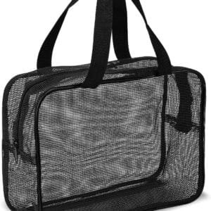 Mozeat Lens Bolsa de ducha de malla portátil, color negro, organizador de artículos de tocador, bolsa de malla de secado rápido para gimnasio, viajes, camping, universidad, dormitorio, baño