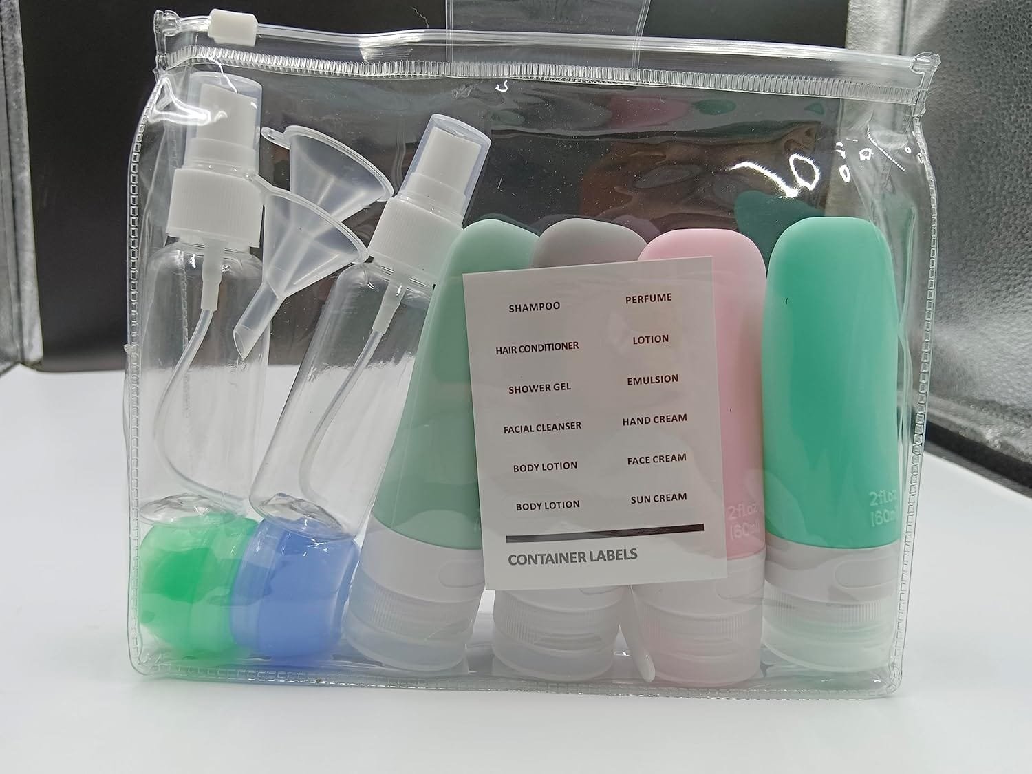 13 Piezas Botes Viaje, Botellas de Viaje Silicona, Lociones y Artículos de Tocador, Botes Viaje Rellenables con Bolsa de Almacenamiento, Adecuadas para Envasar Artículos de Tocador, Cosméticos - Imagen 10