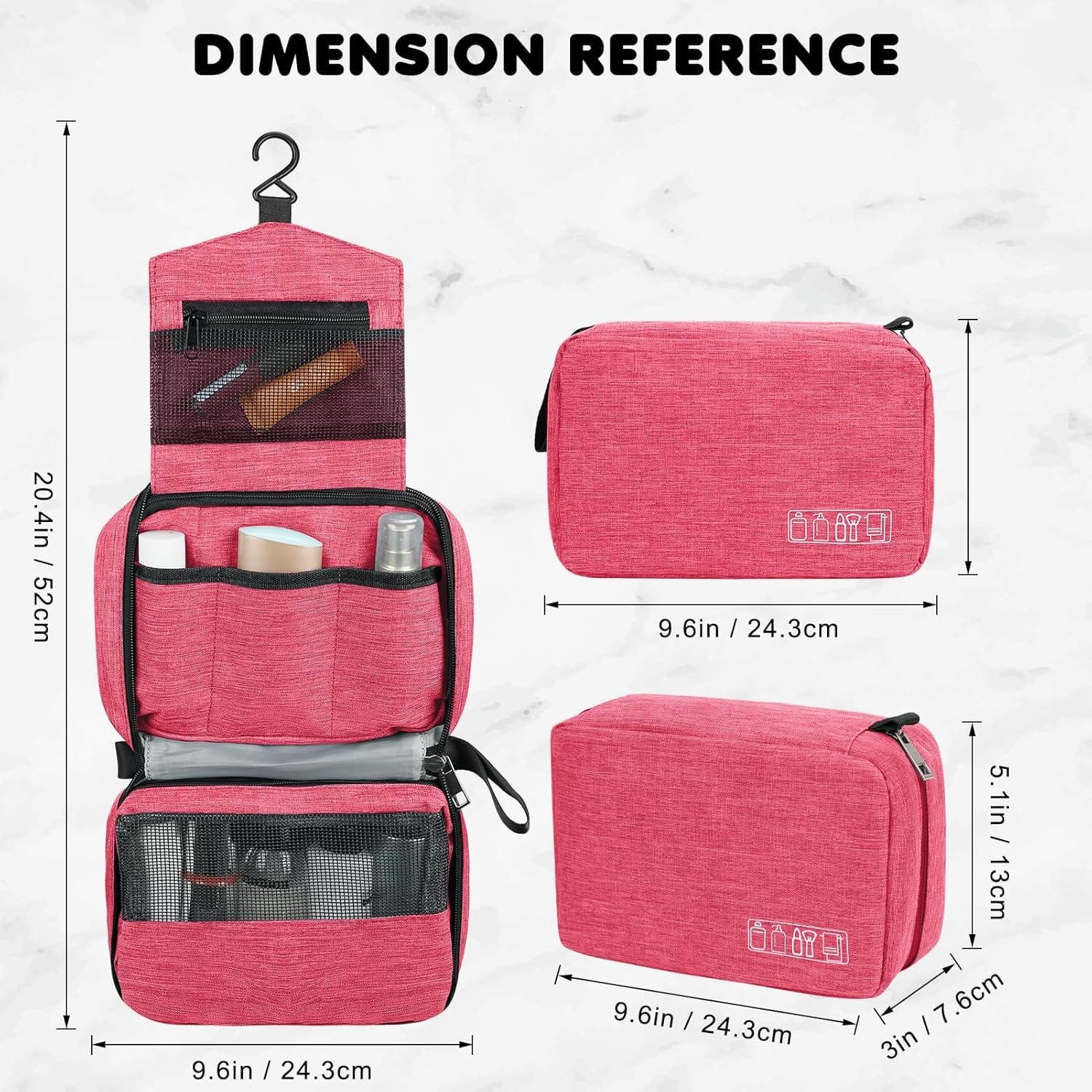 Simpolor Neceser de aseo, bolsa de aseo colgante para mujer, organizador de cultura de viaje impermeable con gancho estable, bolsa de cosméticos compacta portátil para mujer y hombre, bolsa de - Imagen 2