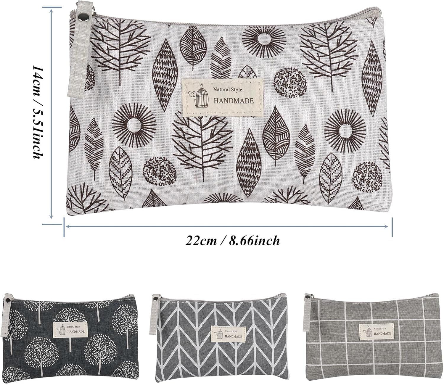 Czemo 4 Piezas Bolsa de Cosméticos de Lona,Neceser de Cosméticos Impresa Bolsa Organizadora de Multifunción con Cremallera Bolsa de Lavado para Mujer,Poner Artículos Tocador,Mujer Viaje Cosas Gris - Imagen 7