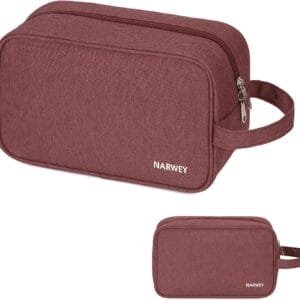 Narwey Bolsa de Aseo Neceser Viaje Mujer Kit de Viaje Bolsa de Maquillaje Organizador para Artículos de Tocador Accesorios Cosméticos(Rojo Granate)