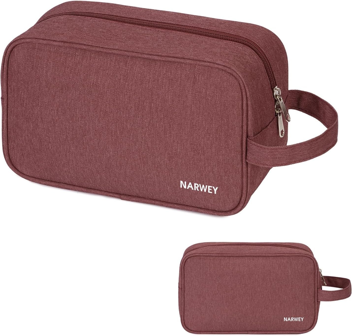 Narwey Bolsa de Aseo Neceser Viaje Mujer Kit de Viaje Bolsa de Maquillaje Organizador para Artículos de Tocador Accesorios Cosméticos(Rojo Granate)