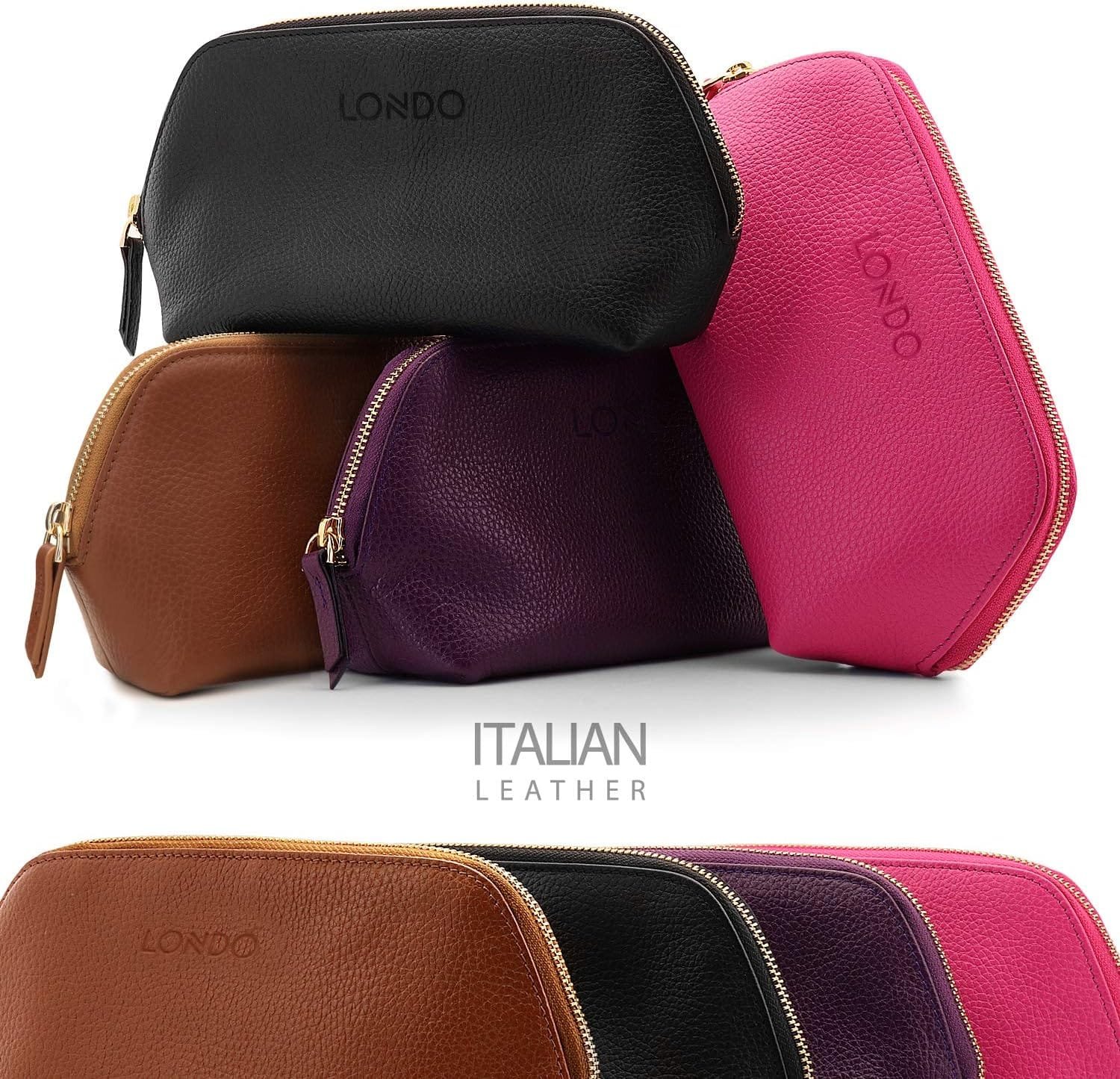 Londo Bolso de Cosméticos en Cuero Genuino para Maquillaje, Bolsa de Viaje Organizador de artículos de tocador Clutch, Unisex - Imagen 8