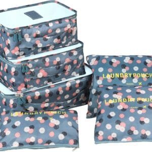 Organizador Maleta Packing Cubes, Coolzon Organizador Equipaje de Viaje Impermeable Cubos Embalaje Bolsa de Zapato, 6 Set, Flores Azules