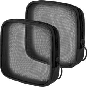 Qianyu 2 bolsas de maquillaje de malla de viaje, neceser de viaje, neceser de aseo de malla, organizador de artículos de aseo con cremallera, bolsa de aseo personal, bolsa de maquillaje para el hogar,