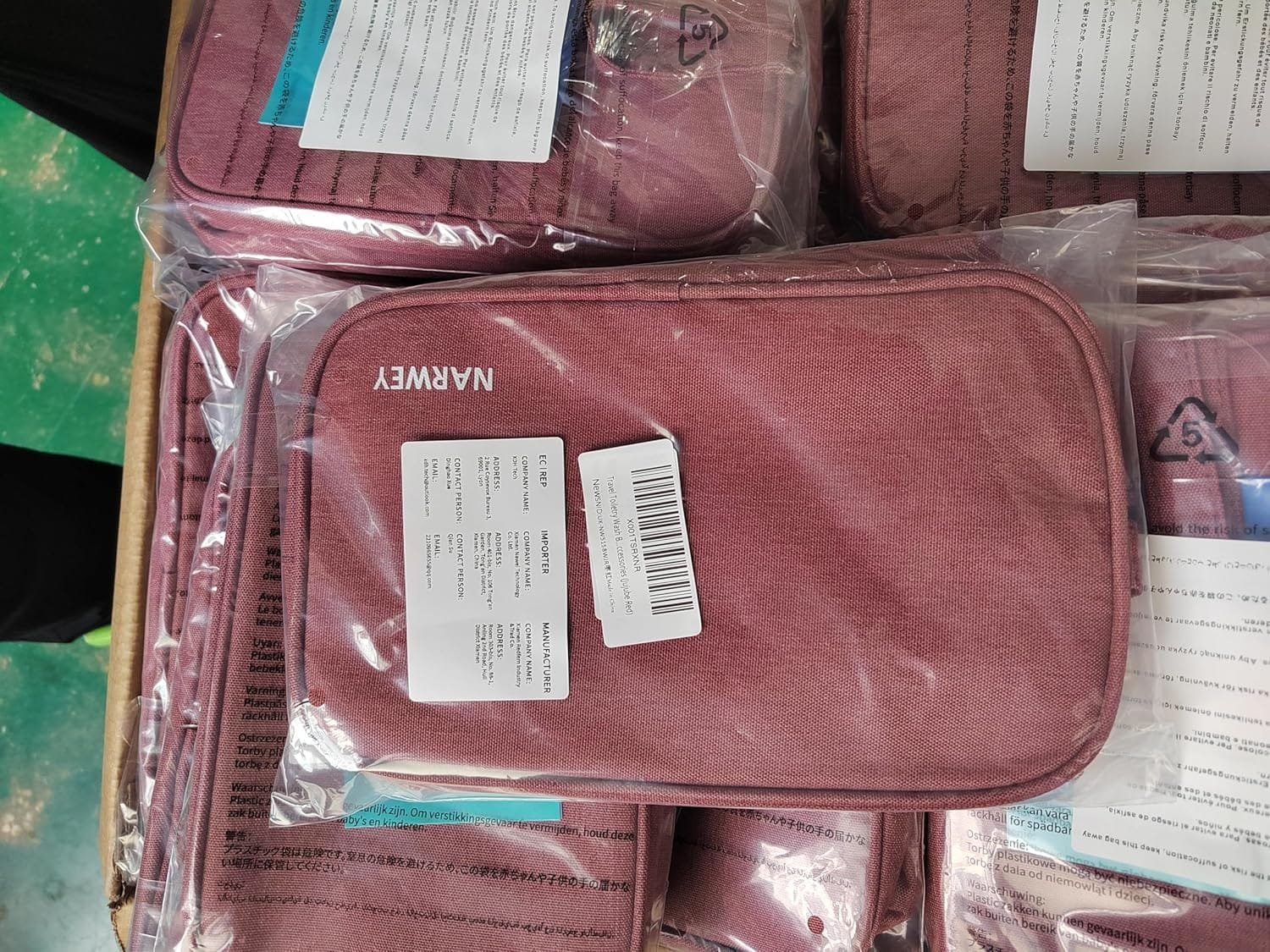 Narwey Bolsa de Aseo Neceser Viaje Mujer Kit de Viaje Bolsa de Maquillaje Organizador para Artículos de Tocador Accesorios Cosméticos(Rojo Granate) - Imagen 7