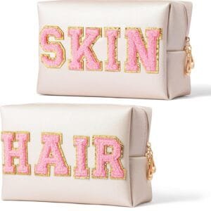 GROBRO7 Skin&Hair Patch,Bolsas de cosméticos de poliuretano de gran capacidad, bolsa de aseo de viaje, artículos esenciales para viajes de negocios y vacaciones, multicolor