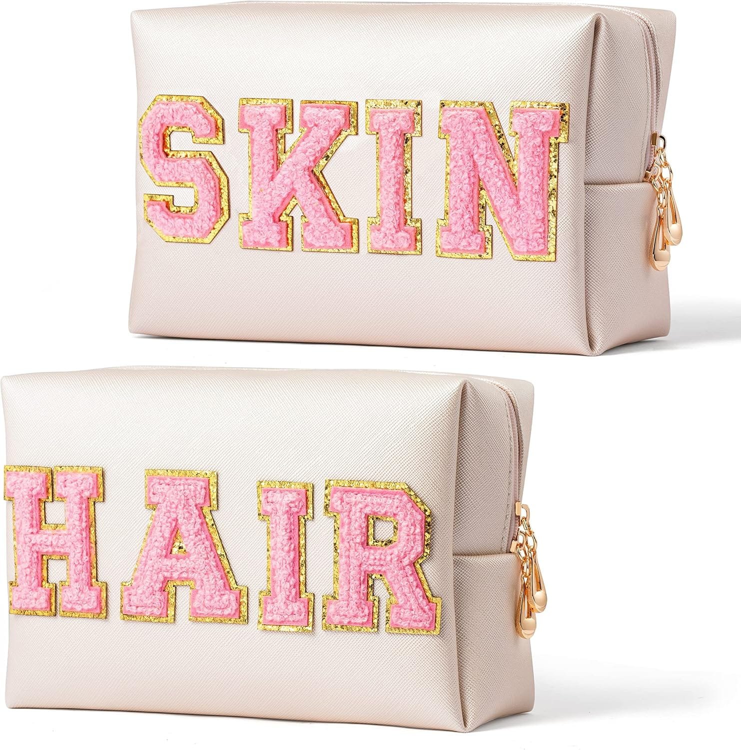 GROBRO7 Skin&Hair Patch,Bolsas de cosméticos de poliuretano de gran capacidad, bolsa de aseo de viaje, artículos esenciales para viajes de negocios y vacaciones, multicolor