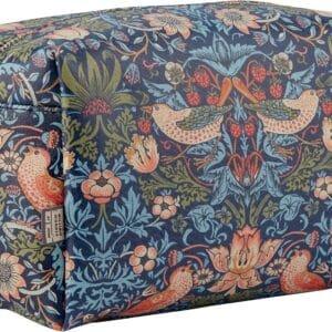 William Morris At Home Strawberry Thief - Neceser Grande Azul | Artículos de tocador y artículos Esenciales de Belleza | Cuero Vegano | Estampado de ladrón de Fresas Viaje